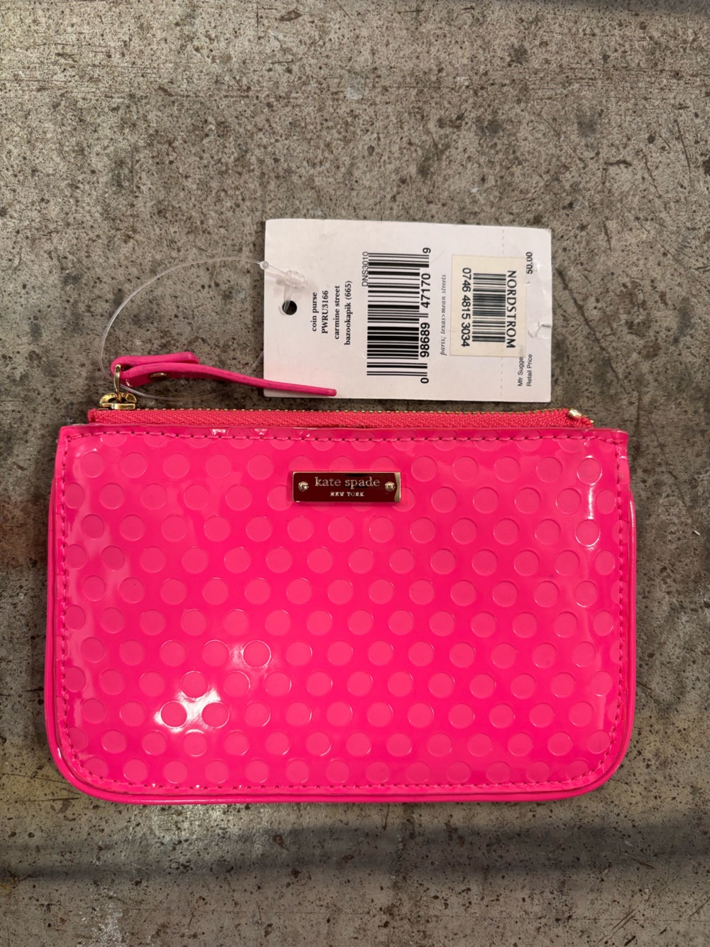 kate spade Hot Pink Polka Dot Patent Wristlet